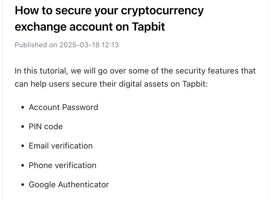 How Tapbit Protects User Accounts